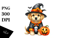 Funny Puppy in Halloween Suit | Sublimation | Clipart Product Image 1