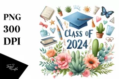 Watercolor Class of 2024 | Clipart Product Image 3