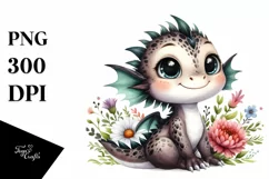 Cute Small Smile Big Eyes Baby Dragon | Clipart Product Image 3