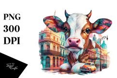 Baby Cow with Cuban Street PNG Product Image 3