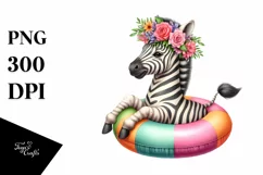Zebra Wreath Inflatable Ring Watercolor Sublimation Clipart Product Image 3