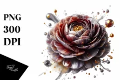 Glossy Ranunculus with Marble Wash, Transparent PNG Product Image 1