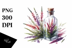 Watercolor Bottle with Large Heather | Sublimation | Product Image 3