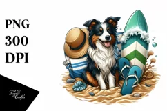 Sitting Border Collie Surf Slippers Clipart Product Image 1