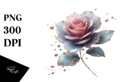 Red Rose with Golden Insertions PNG Product Image 1