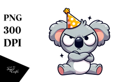 Cartoony Koala with Party Hat, High-Res PNG Product Image 1