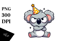 Cartoony Koala with Party Hat, High-Res PNG Product Image 1