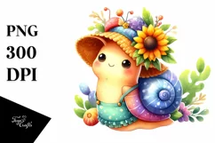 Cute Baby Snail Watercolor Clipart Product Image 1