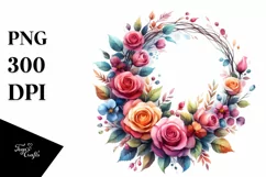 Colorful Wreath Small Pink Roses | Clipart Product Image 3