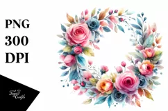 Colorful Wreath Small Pink Roses | Clipart Product Image 3
