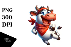 Exaggerated Cartoon Cow Dancing PNG Product Image 1