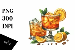 Whiskey Sour Watercolor Sublimation Clipart Product Image 1