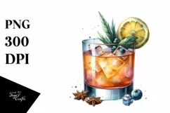 Whiskey Sour Watercolor Sublimation Clipart Product Image 1