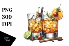 Whiskey Sour Watercolor Sublimation Clipart Product Image 1