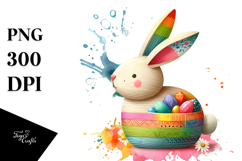 Colorful Wooden Bunny PNG Product Image 1