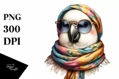 Funny Cute Parrot Silk Scarf | Sublimation Clipart Product Image 1