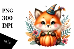 Whimsical Baby Fox Pumpkin | Sublimation | Clipart Product Image 1