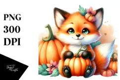 Whimsical Baby Fox Pumpkin | Sublimation | Clipart Product Image 1