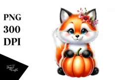 Whimsical Baby Fox Pumpkin | Sublimation | Clipart Product Image 3