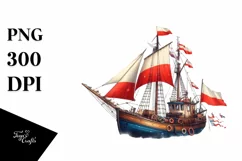 Vintage Fishing Boat with Fireworks | Clipart Product Image 3