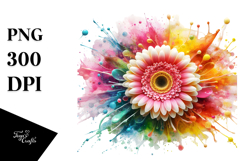 Gerbera Watercolor Splash PNG Product Image 1