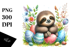 Cute Baby Sloth on Easter Eggs Product Image 1