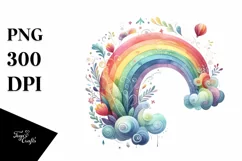Colorful Watercolor Rainbow Wimsical Clipart Product Image 3