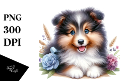 Watercolor Baby Shetland Sheepdog PNG Product Image 1
