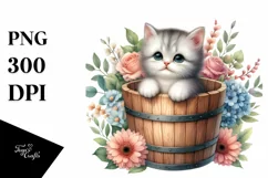 Cute Baby Cat with Flowers PNG Product Image 3