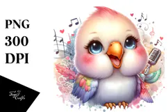 Cute Baby Parrot Singer PNG Product Image 1