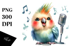 Baby Parrot with Singer Look, High-Res PNG Product Image 1