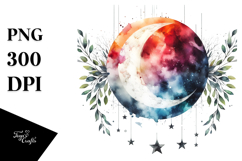 Vibrant Abstract Moon Foliage Stars Product Image 1