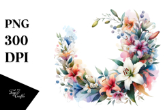 Colorful Lily Frame | Watercolor Clipart Product Image 1