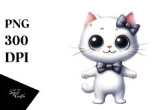 Shy White Cat Skinny Sublimation Clipart Product Image 3