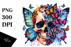 Colorful Butterfly with Flowers PNG Product Image 1