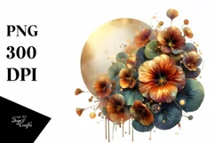 Shiny Nasturtium Watercolor Clipart Product Image 3