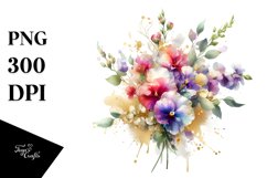 Vibrant Bouquet with Sweet Pea | Sublimation | Clipart Product Image 3