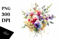 Vibrant Bouquet with Sweet Pea | Sublimation | Clipart Product Image 3