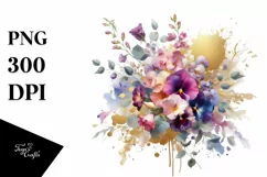 Vibrant Bouquet with Sweet Pea | Sublimation | Clipart Product Image 1