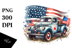 Watercolor Vintage Oilish Pickup Truck with Stars, 20 oz Product Image 1