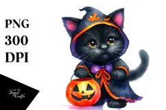 Baby Halloween Black Cat PNG Product Image 1