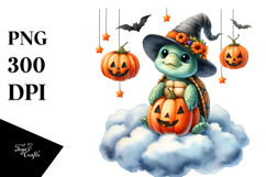 Halloween Turtle Cloud Design, Transparent PNG Product Image 1