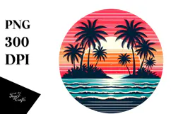 Retro Tropical Island Sunset, 20 oz Tumbler Product Image 1