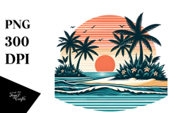 Retro Tropical Island Sunset, 20 oz Tumbler Product Image 1