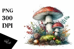 Mystical Mushroom Watercolor Splash PNG Product Image 3