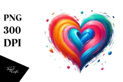 Colorful Paintbrush Heart PNG Product Image 1