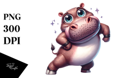 Exaggerated Watercolor Hippo, Transparent PNG Product Image 1