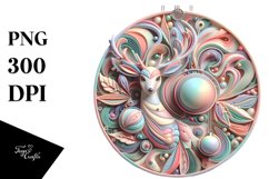Colorful Pastel 3D Deer Ornament PNG Product Image 1