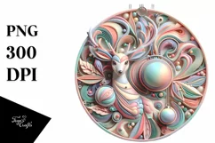 Colorful Pastel 3D Deer Ornament PNG Product Image 1