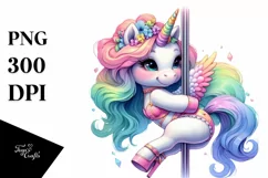 Colorful Unicorn in Pole Dancer Outfit PNG Product Image 3